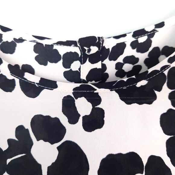 LOFT High Low Black White Floral Semi-Sheer Sleeveless Flowy Blouse Top Small - Picture 5 of 8